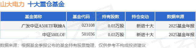 3月30日山大电力跌896%广发中证A50ETF联接A基金重仓该股(图1)